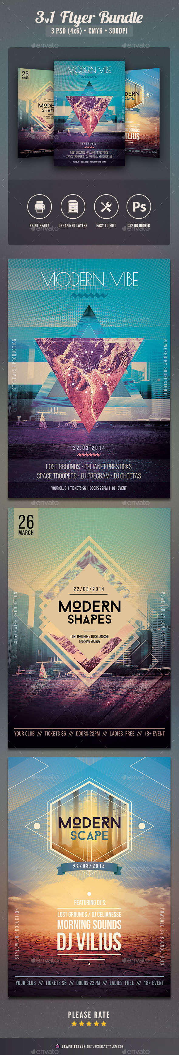 Geometric Flyer Bundle Vol.02 - Clubs & Parties Events
