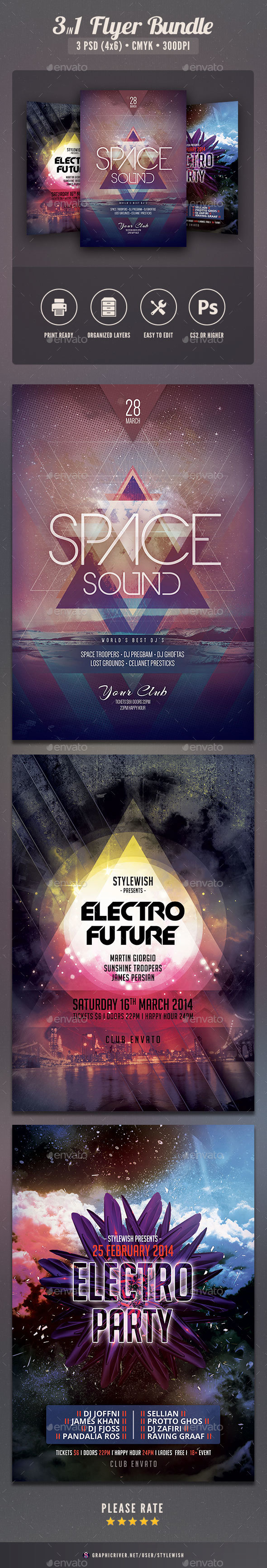 Electro Flyer Bundle Vol.04 - Clubs & Parties Events
