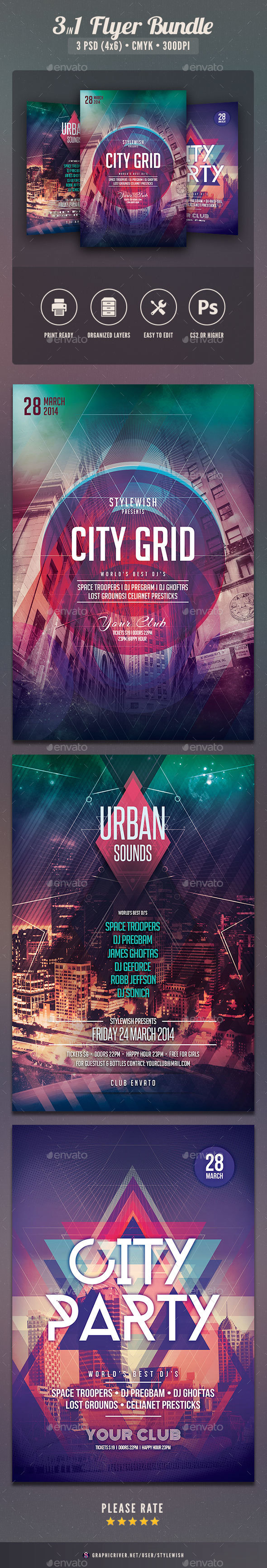 City Party Flyer Bundle Vol.03 - Clubs & Parties Events