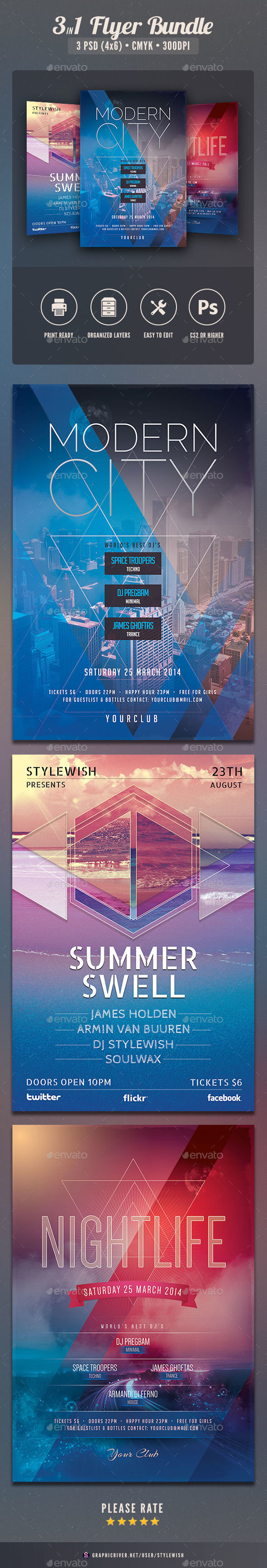 Geometric Flyer Bundle - Clubs & Parties Events
