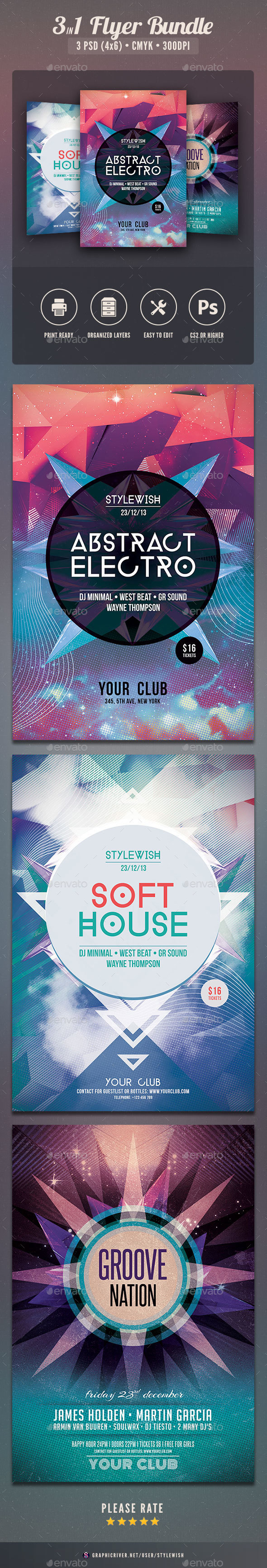 Abstract Party Flyer Bundle - Clubs & Parties Events