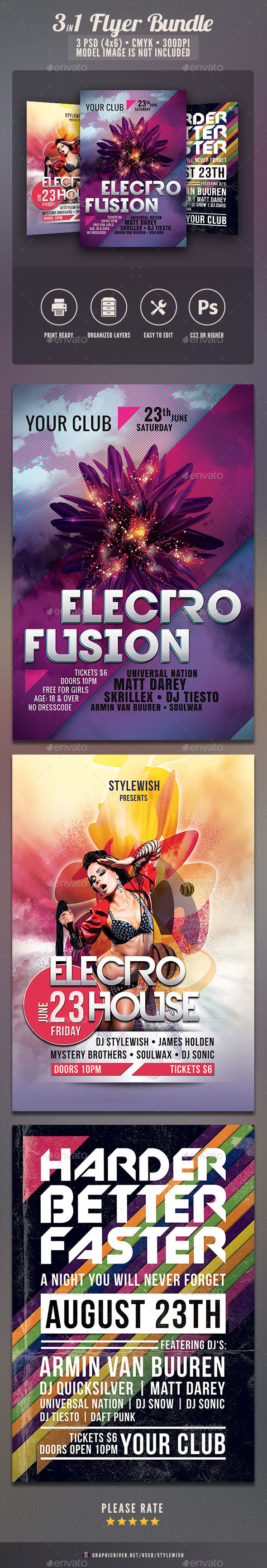 Electro Party Flyer Bundle - Clubs & Parties Events