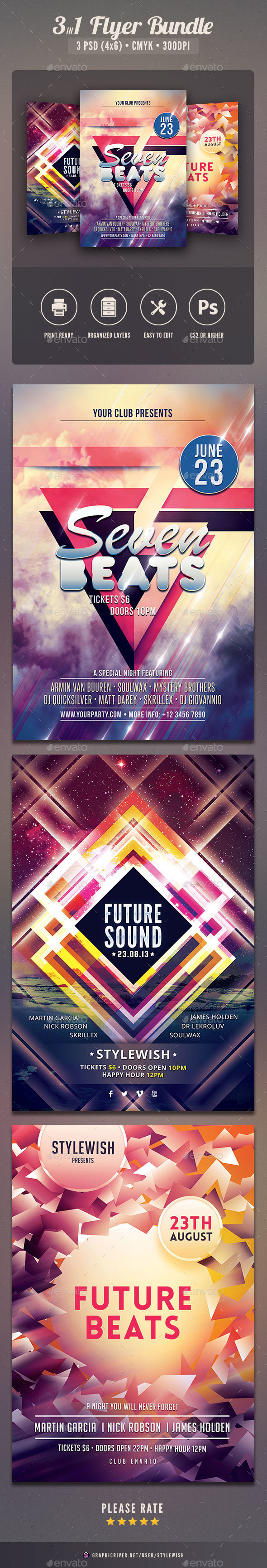 Future Party Flyer Bundle - Clubs & Parties Events