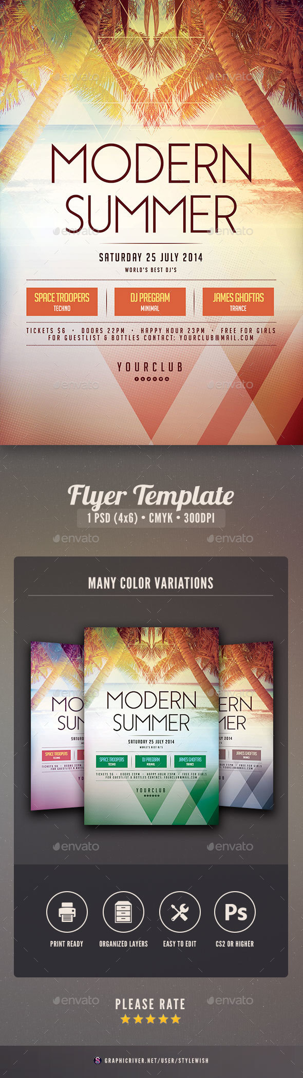 Modern Summer Flyer - Clubs & Parties Events