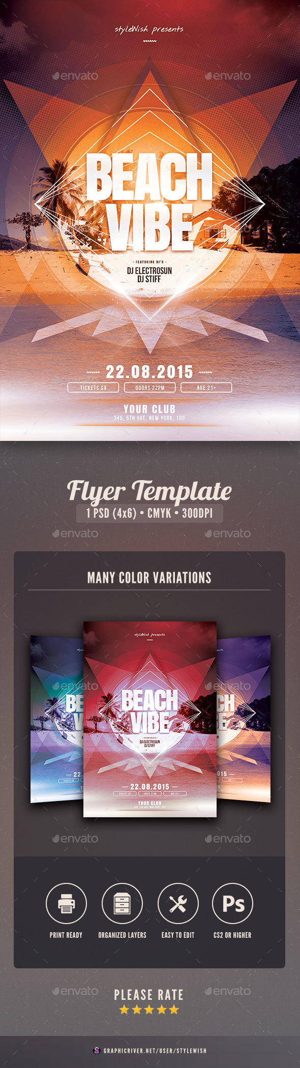 Beach Vibe Flyer - Clubs & Parties Events