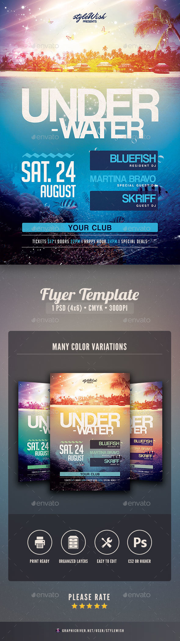 Underwater Party Flyer - Clubs & Parties Events