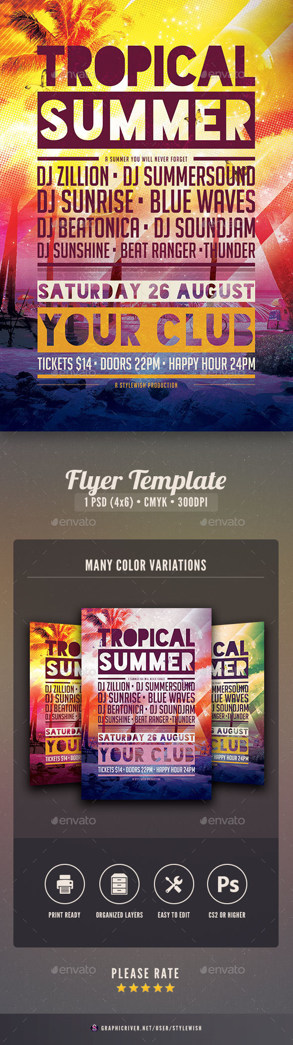 Tropical Summer Flyer - Clubs & Parties Events