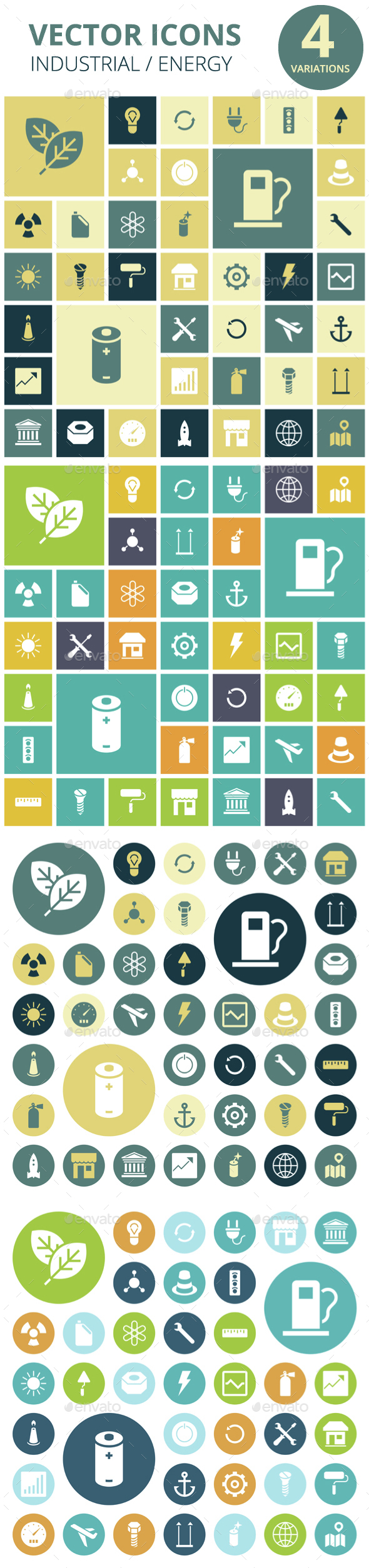 Flat Design Icons for Industrial, Energy and Ecology - Technology Icons