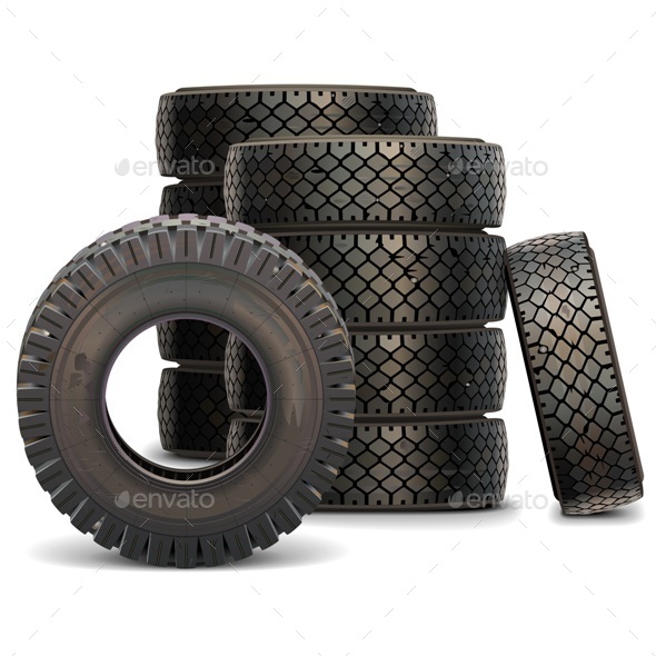 Vector Old Truck Tire Set - Industries Business