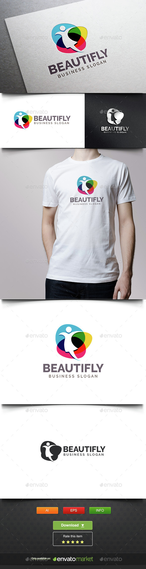 Beauty Color Woman Flying - Humans Logo Templates