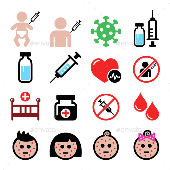Childhood Vaccinations Chicken Pox Icon Set - Health/Medicine Conceptual