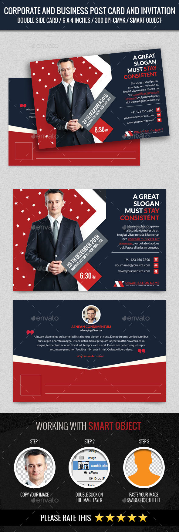 Corporate and Business Post Card - Cards & Invites Print Templates