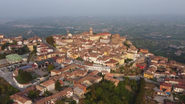 La Morra Aerial View of Town on Hill in Langhe, Piedmont alt