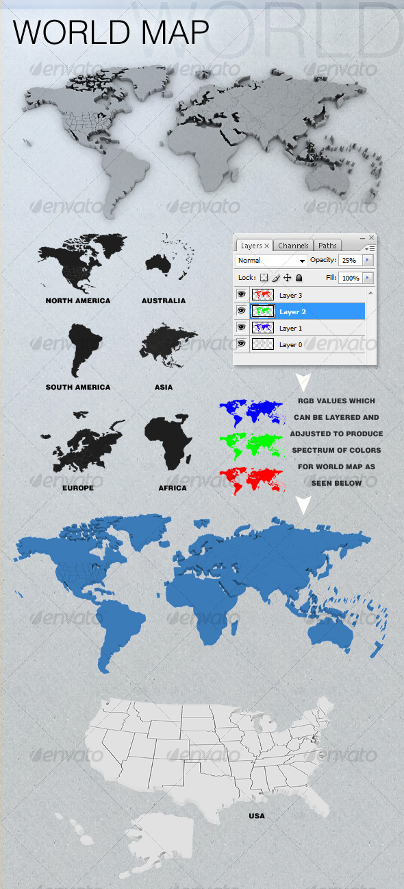 3D World Map(s) - Miscellaneous Isolated Objects