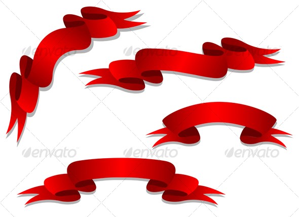Red ribbons as a banners - Decorative Symbols Decorative