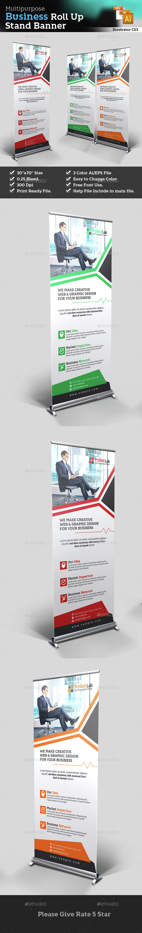 Corporate Roll Up Stand Banner - Corporate Business Cards