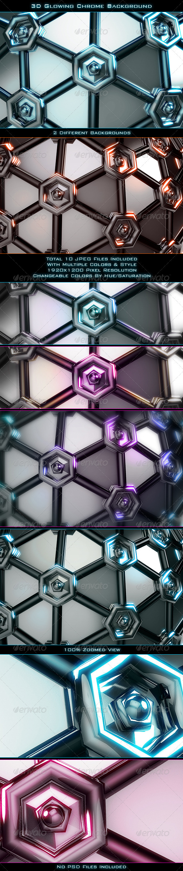 3D Glowing Chrome Background