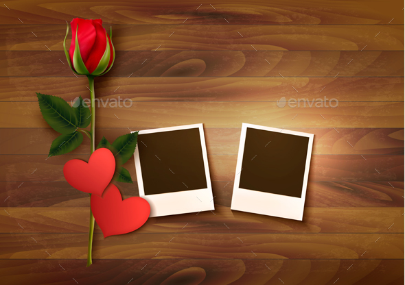 Valentines Day Background With Photos And Flowers - Valentines Seasons/Holidays