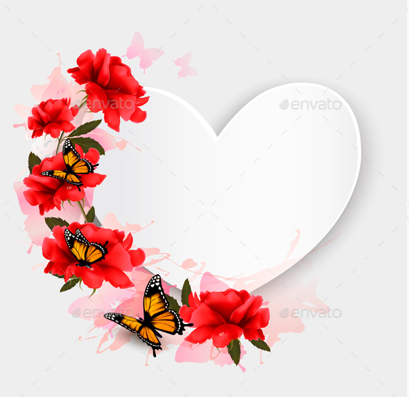 Holiday Background With Red Flowers. Vector - Flowers & Plants Nature