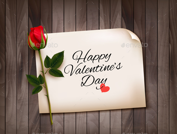Happy Valentines Day Background With A Note Vector - Valentines Seasons/Holidays