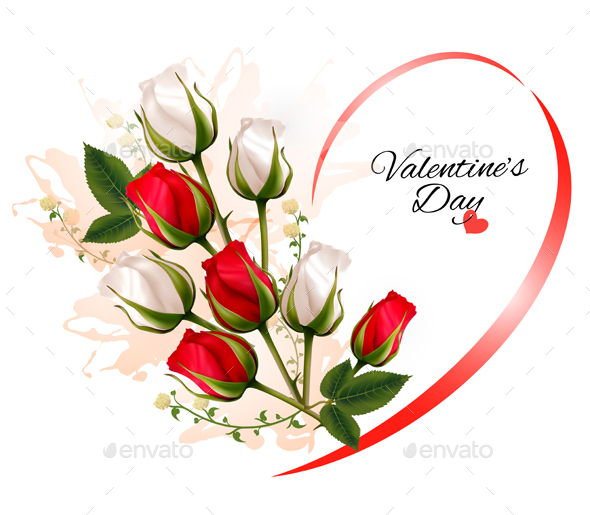 Valentines Day Background With A Bouquet Of Flowers - Weddings Seasons/Holidays