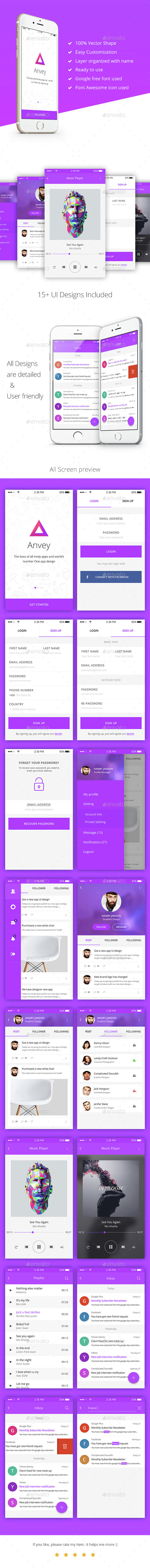 Anvey Mobile Ui Kit - User Interfaces Web Elements