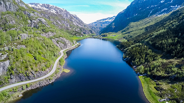 Aerial Footage Beautiful Nature Norway  alt