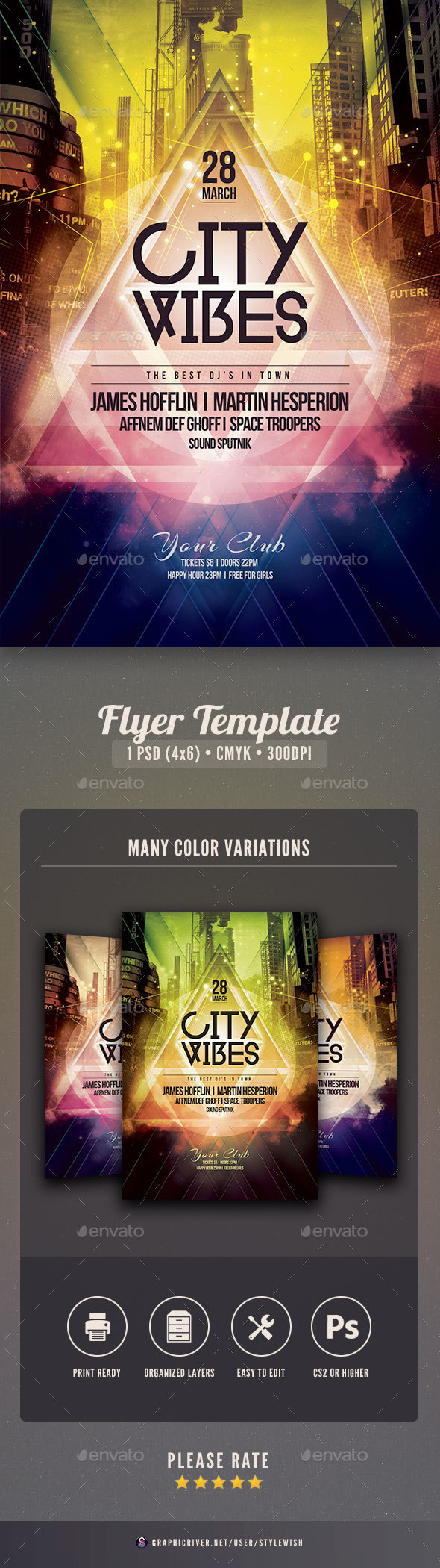 City Vibes Flyer - Clubs & Parties Events