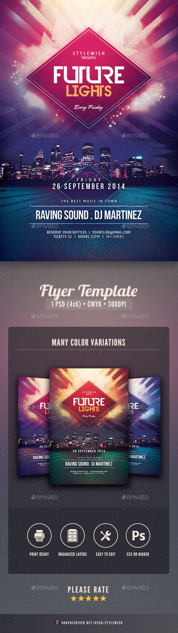 Future Lights Flyer - Clubs & Parties Events