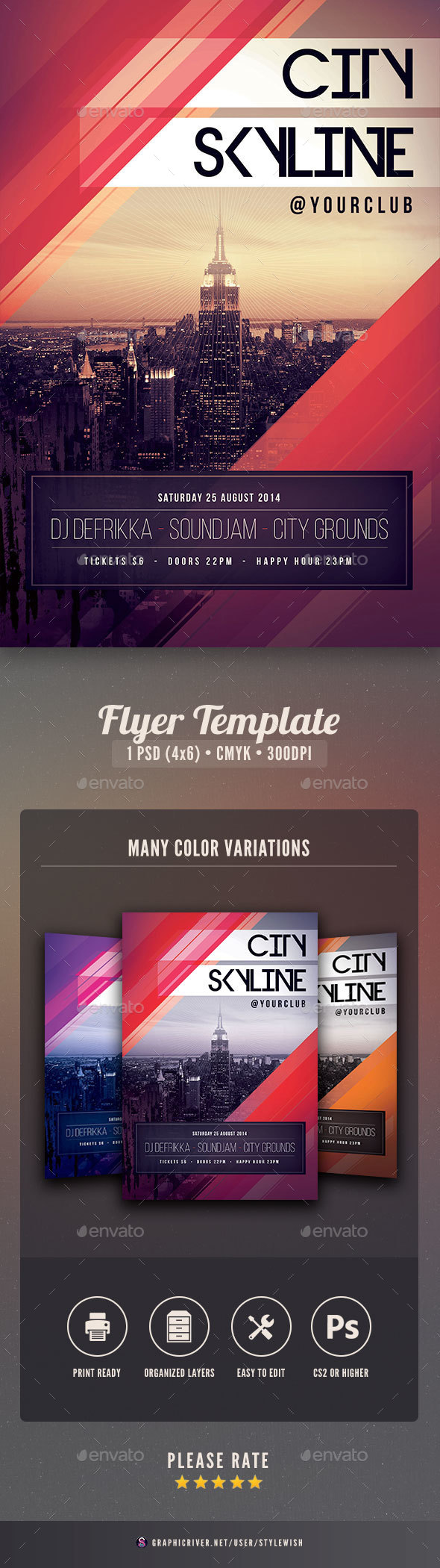 City Skyline Flyer - Clubs & Parties Events
