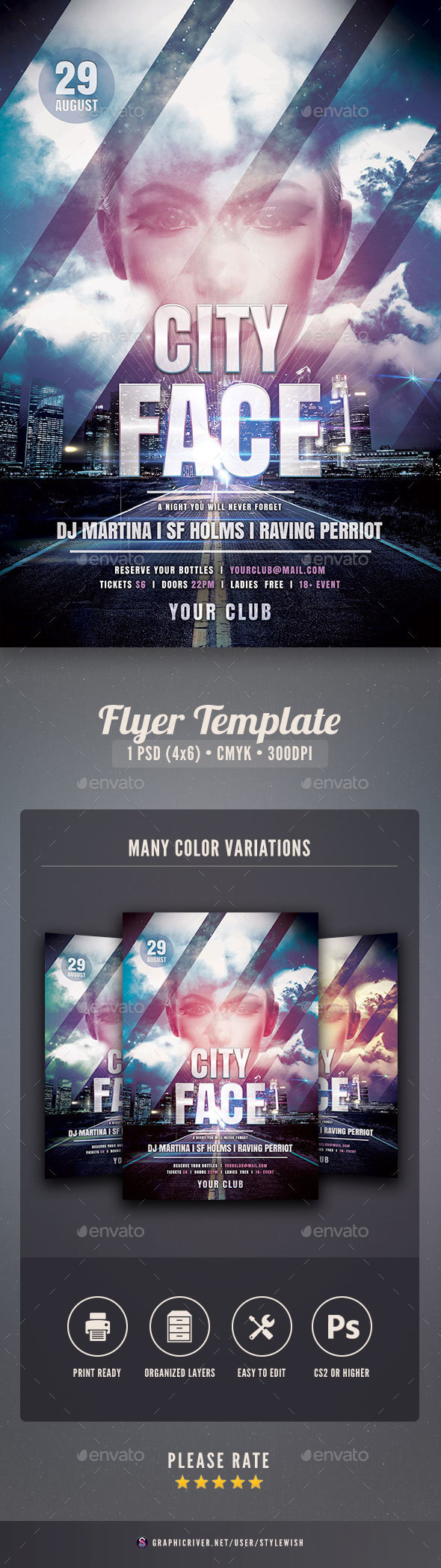 City Face Flyer - Clubs & Parties Events