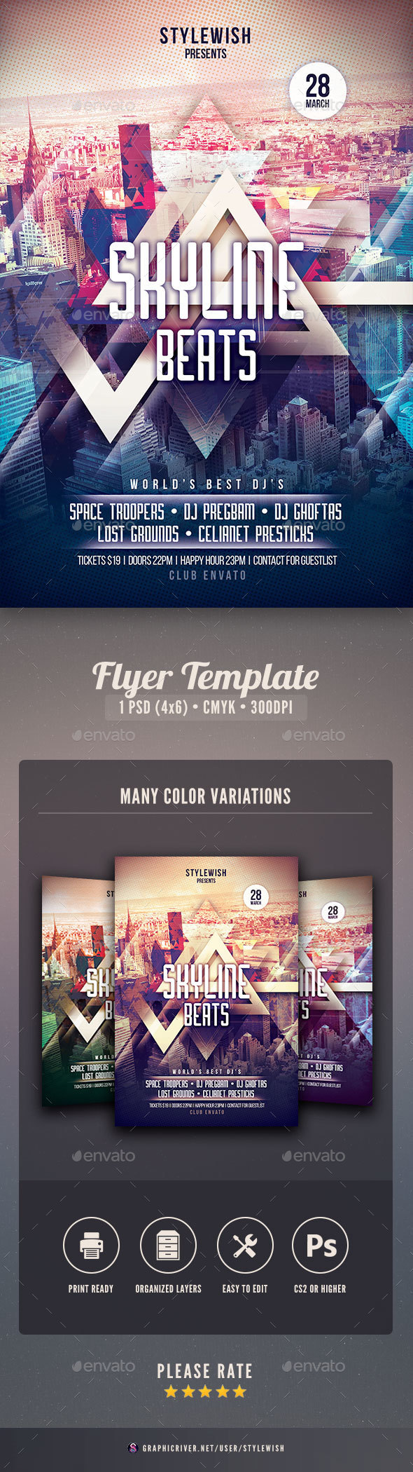 Skyline Beats Flyer - Clubs & Parties Events