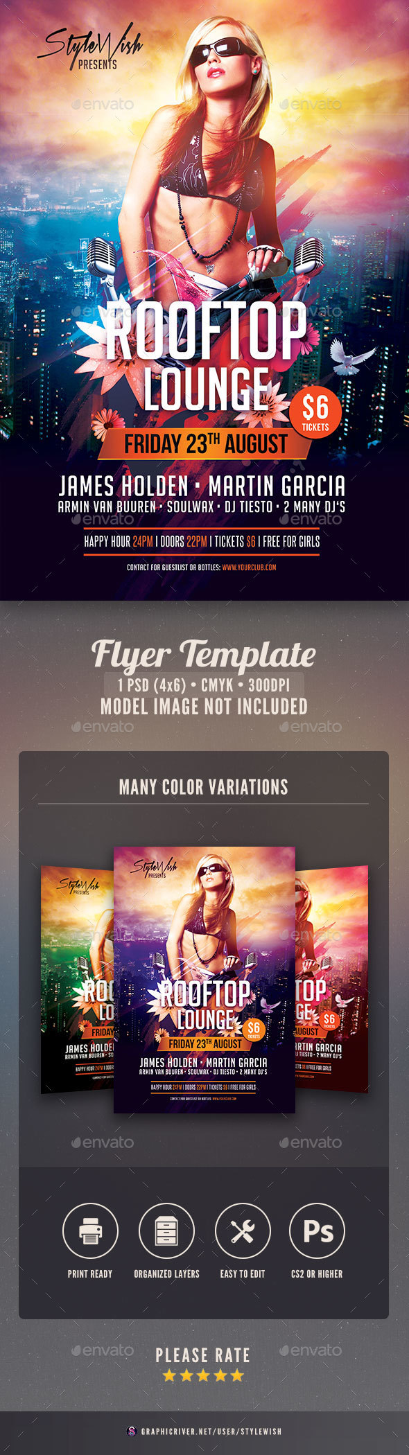 Rooftop Lounge Flyer - Clubs & Parties Events
