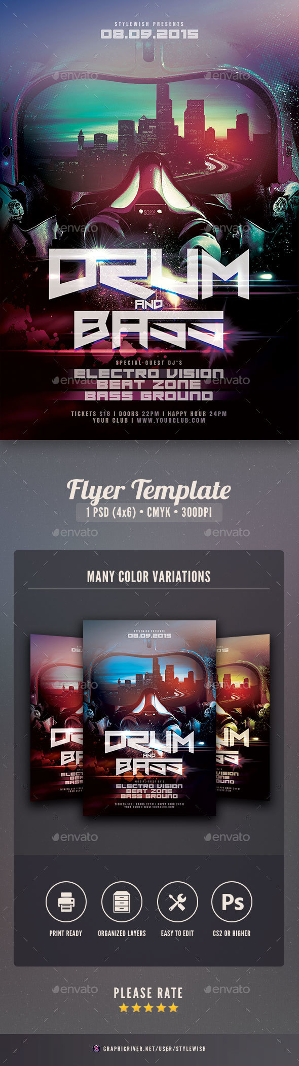 Drum and Bass Flyer - Clubs & Parties Events