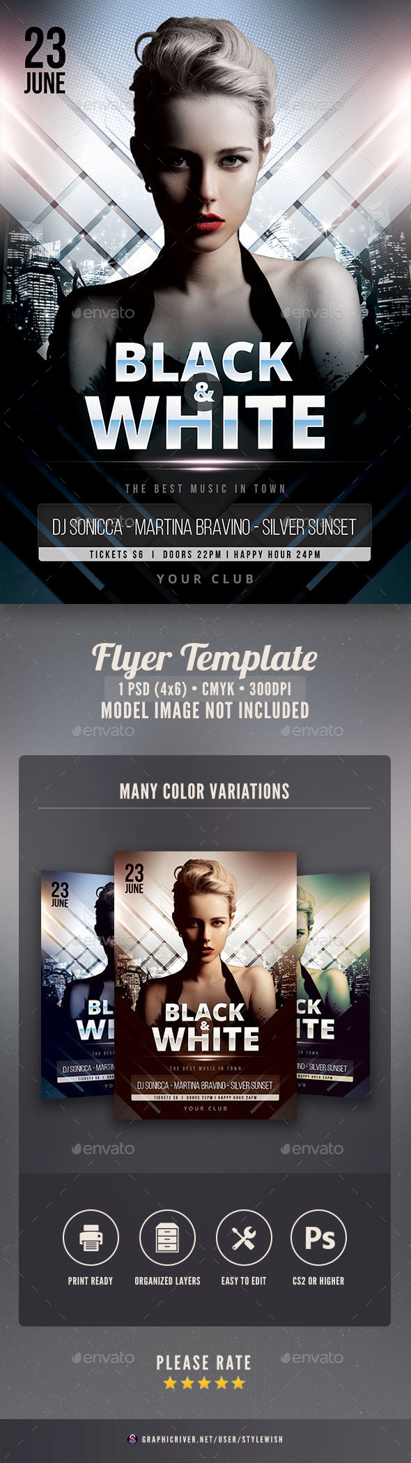 Black & White Flyer - Clubs & Parties Events