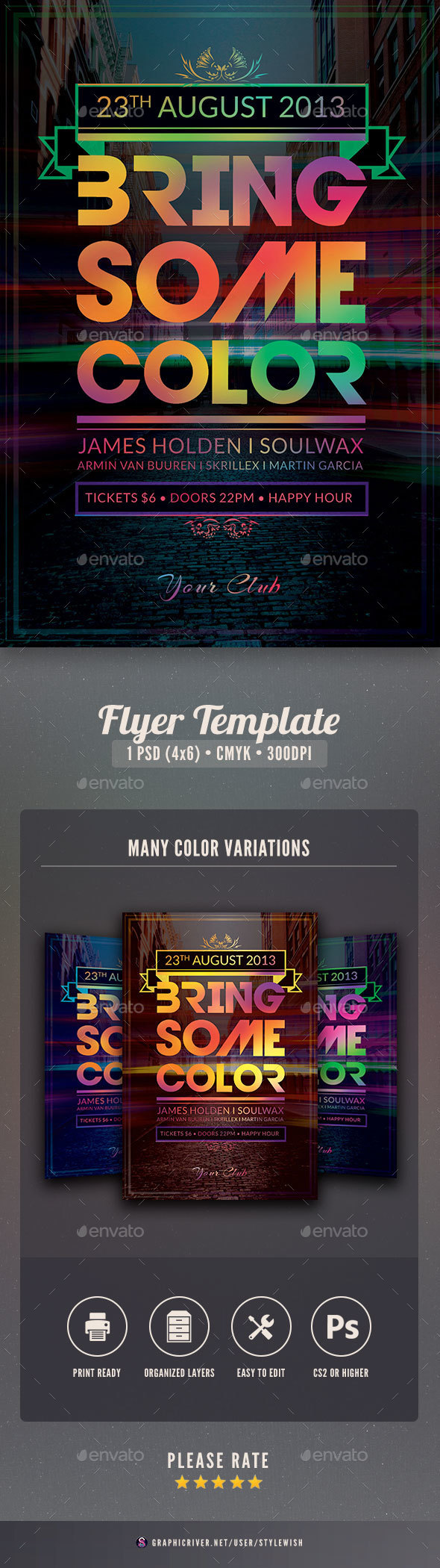 Bring Some Color Flyer - Clubs & Parties Events