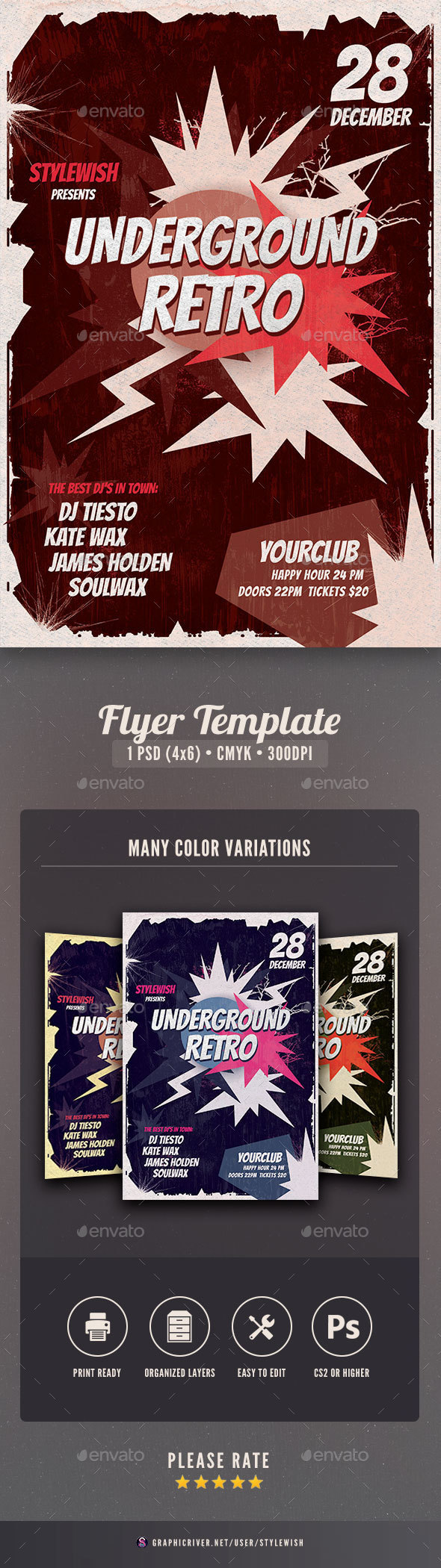 Underground Retro Flyer - Concerts Events