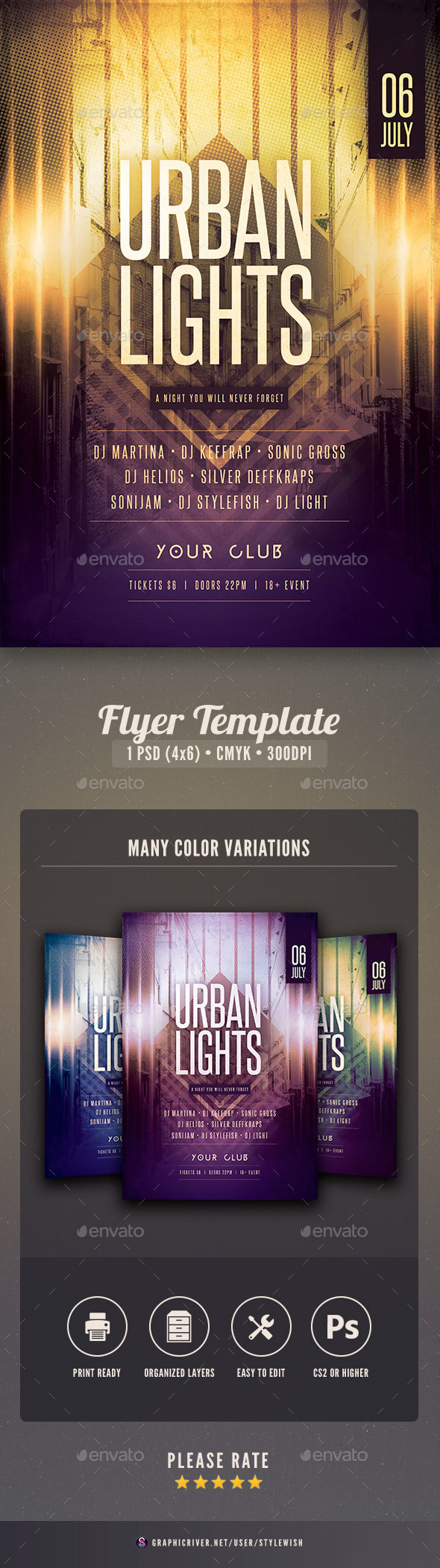 Urban Lights Flyer - Clubs & Parties Events