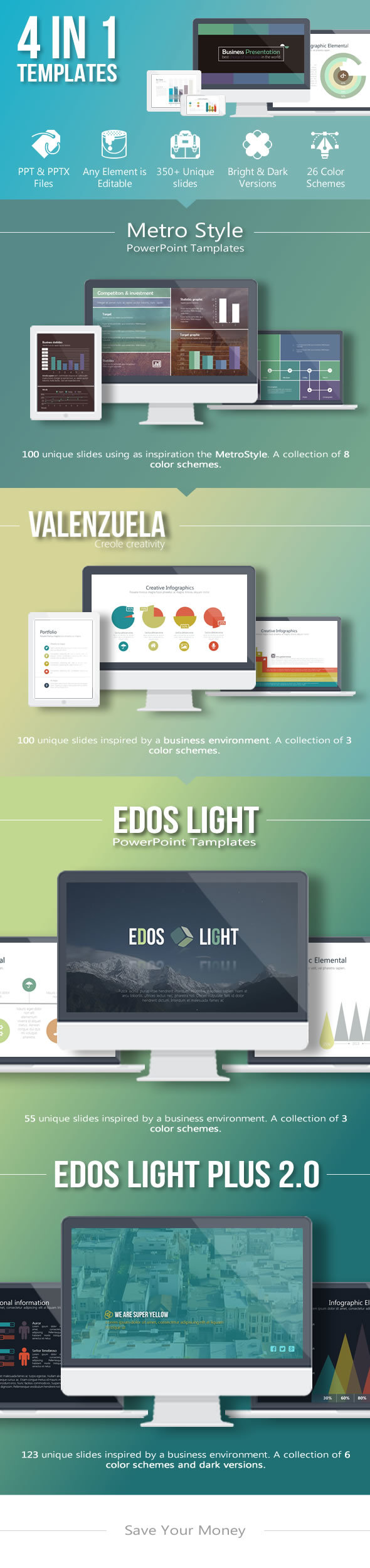 Bundle 4 in 1 - PPT - PowerPoint Templates Presentation Templates