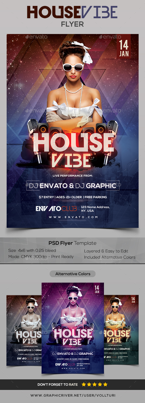 House Vibe - PSD Flyer - Clubs & Parties Events