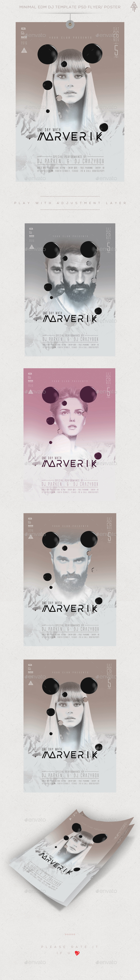 Minimal EDM DJ Template PSD Flyer/ Poster - Clubs & Parties Events