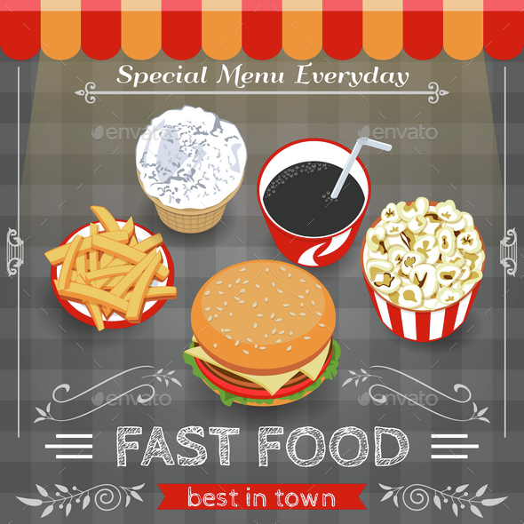 Colorful Fast Food Menu Poster - Food Objects