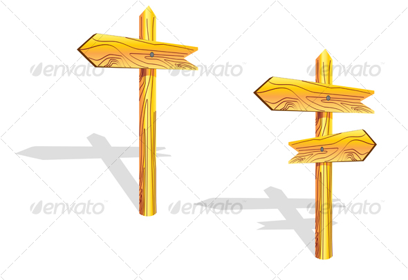 Wood arrows on the post - Objects Vectors