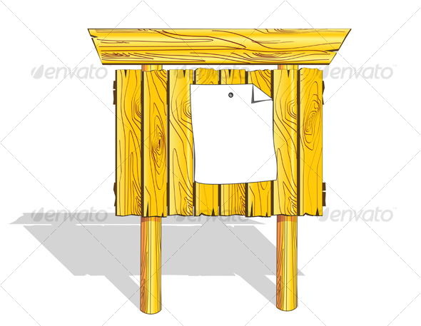 isolated wood board with paper sheet - Objects Vectors