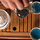 Tea Ceremony with Blue Tea Thailand Brewing and Pouring into Bowls - VideoHive Item for Sale