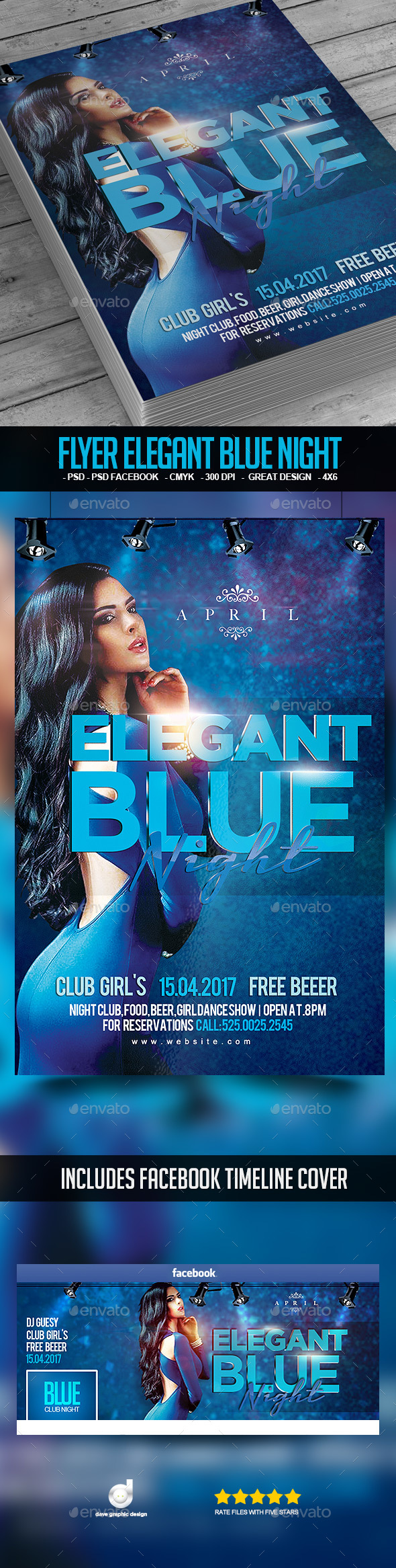 Flyer Elegant Blue Night - Clubs & Parties Events