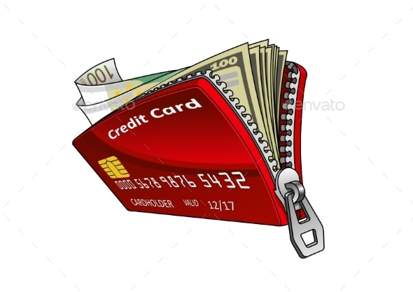 Credit Card With Dollar And Euro Bills Inside - Retail Commercial / Shopping