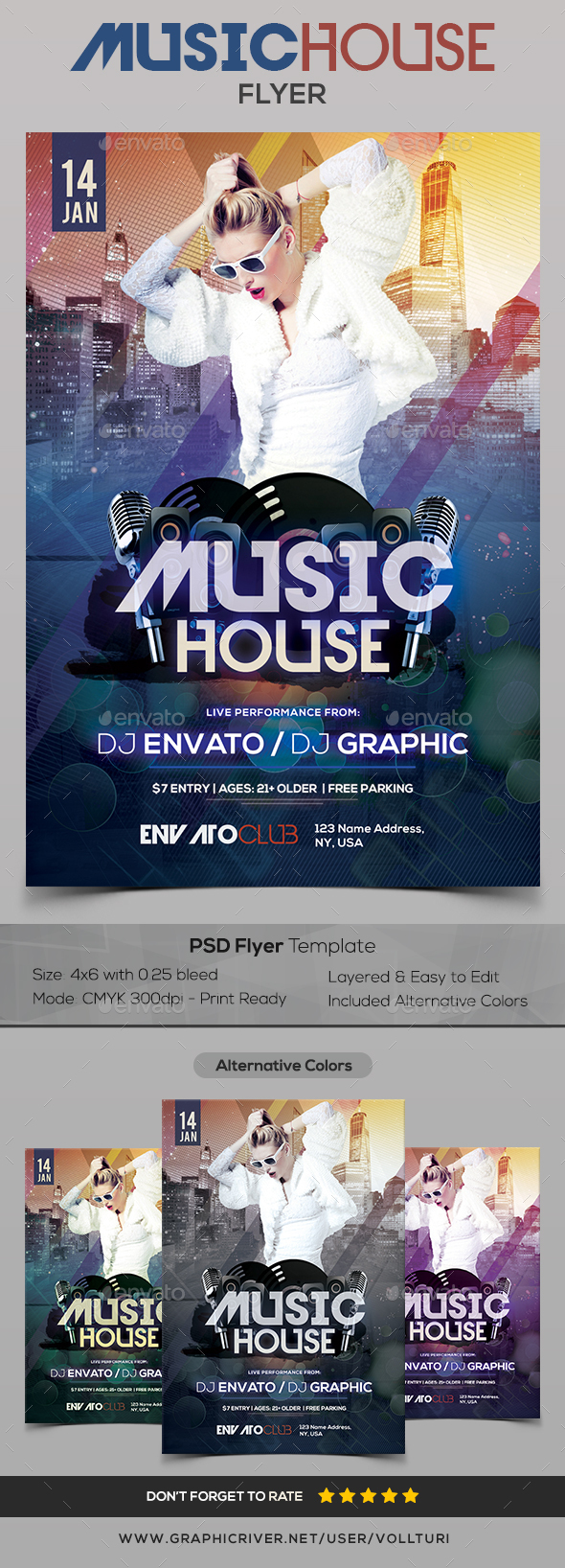 Music House - PSD Flyer - Clubs & Parties Events