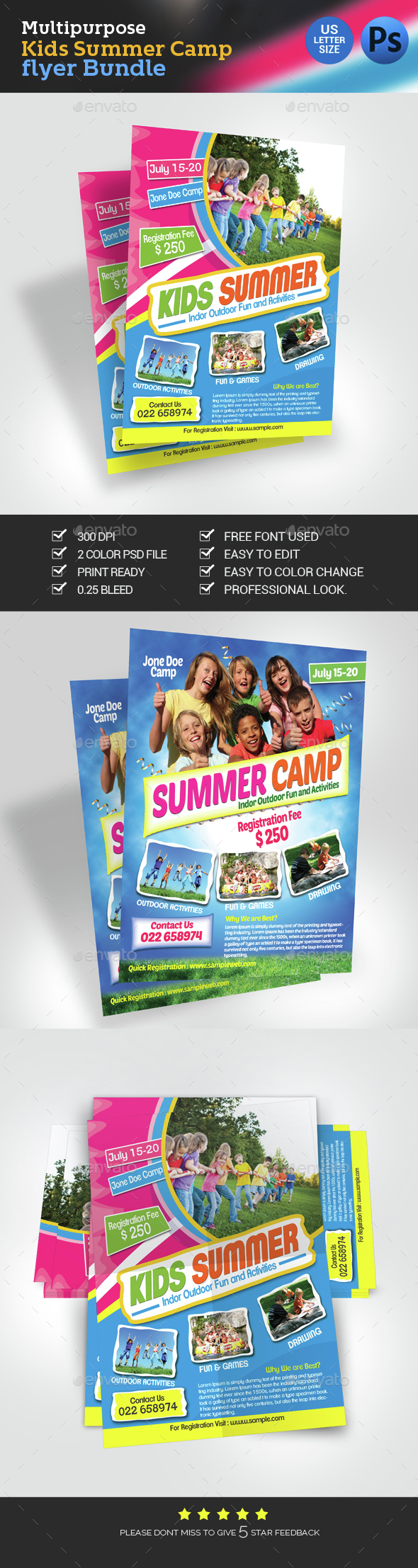 Kids Summer Camp Flyer Bundle Pertaining To Summer Camp Brochure Template Free Download