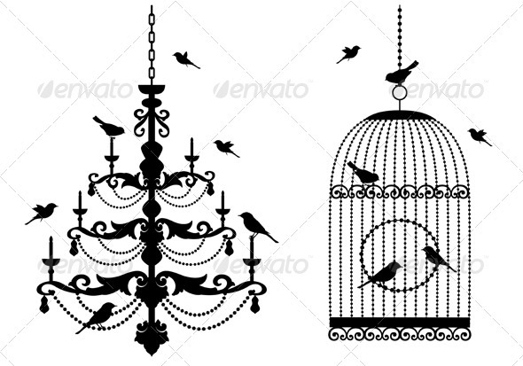 Birdcage And Chandelier - Man-made Objects Objects